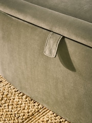 Relaxed Chenille Light Olive Green Kali Storage Ottoman Bench - Image 10 of 10