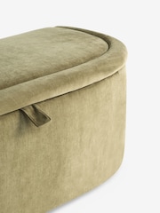 Relaxed Chenille Light Olive Green Kali Storage Ottoman Bench - Image 8 of 10