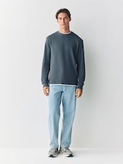 Grey Slate Long Sleeve Mock Crew Neck T-Shirt - Image 2 of 5