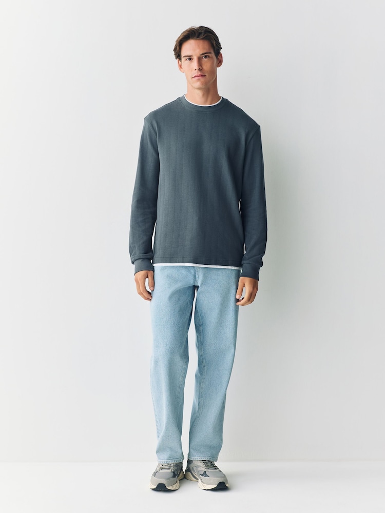 Grey Slate Long Sleeve Mock Crew Neck T-Shirt - Image 2 of 5