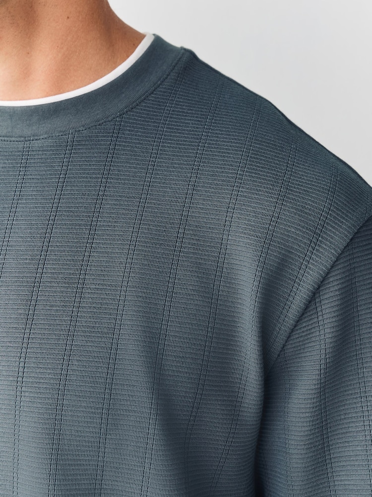 Grey Slate Long Sleeve Mock Crew Neck T-Shirt - Image 5 of 5