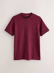 Red Slim Fit Smart Textured T-Shirt - Image 1 of 3