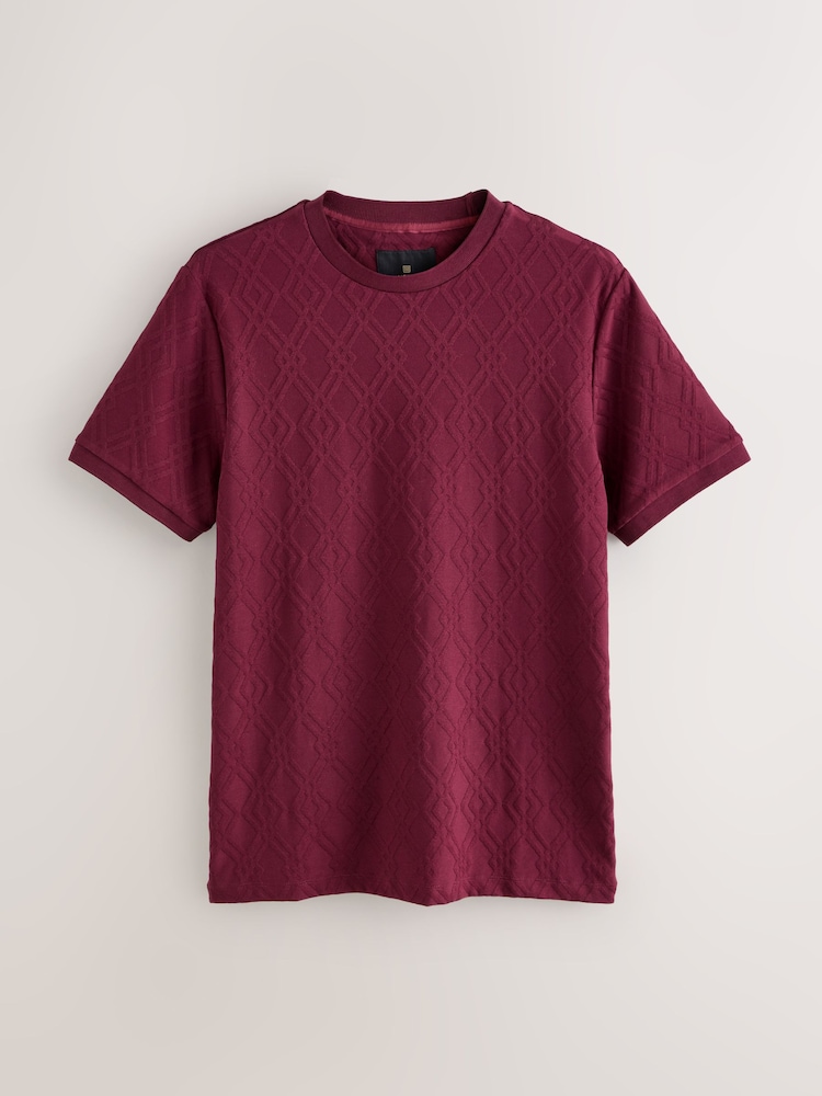 Red Slim Fit Smart Textured T-Shirt - Image 1 of 3 Red Slim Fit Smart Textured T-Shirt - Image 1 of 3