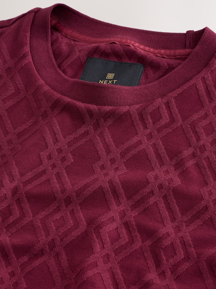 Red Slim Fit Smart Textured T-Shirt - Image 2 of 3 Red Slim Fit Smart Textured T-Shirt - Image 2 of 3
