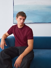 Red Slim Fit Smart Textured T-Shirt - Image 5 of 9