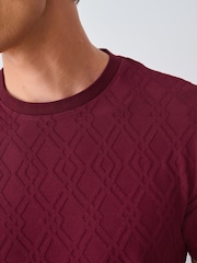 Red Slim Fit Smart Textured T-Shirt - Image 6 of 9