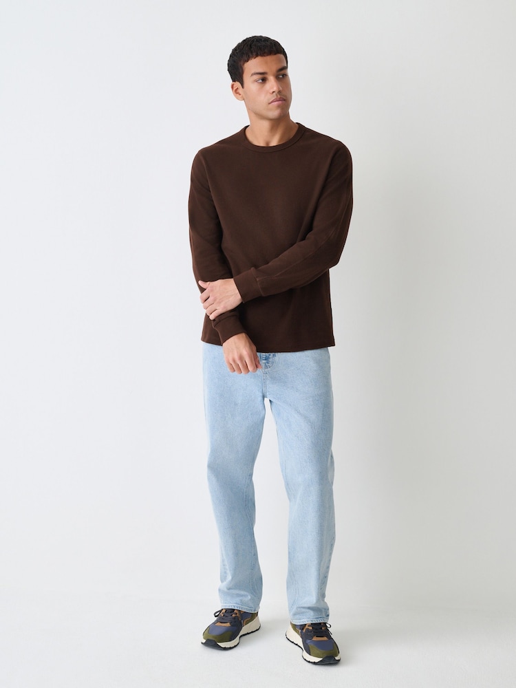 Brown Long Sleeve Cosy Ribbed T-Shirt - Image 2 of 7 Brown Long Sleeve Cosy Ribbed T-Shirt - Image 2 of 7