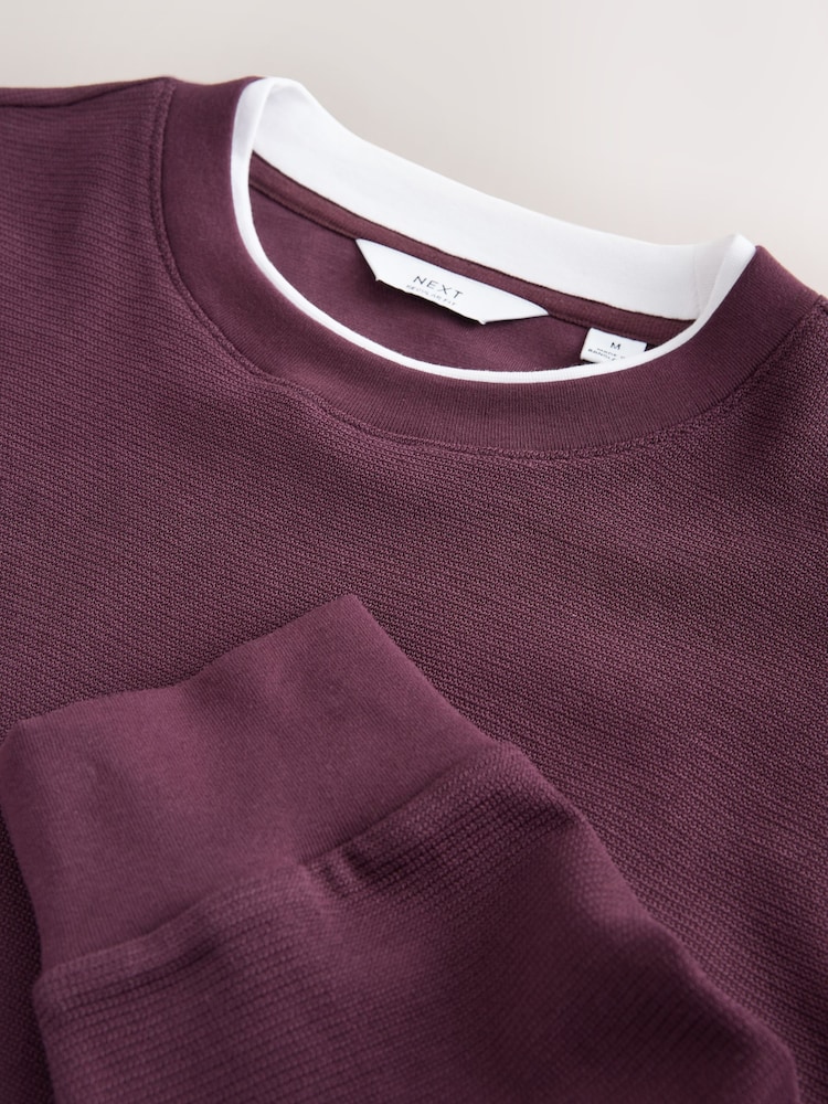 Burgundy Red Long Sleeve Mock Crew Neck T-Shirt - Image 7 of 7 Burgundy Red Long Sleeve Mock Crew Neck T-Shirt - Image 7 of 7