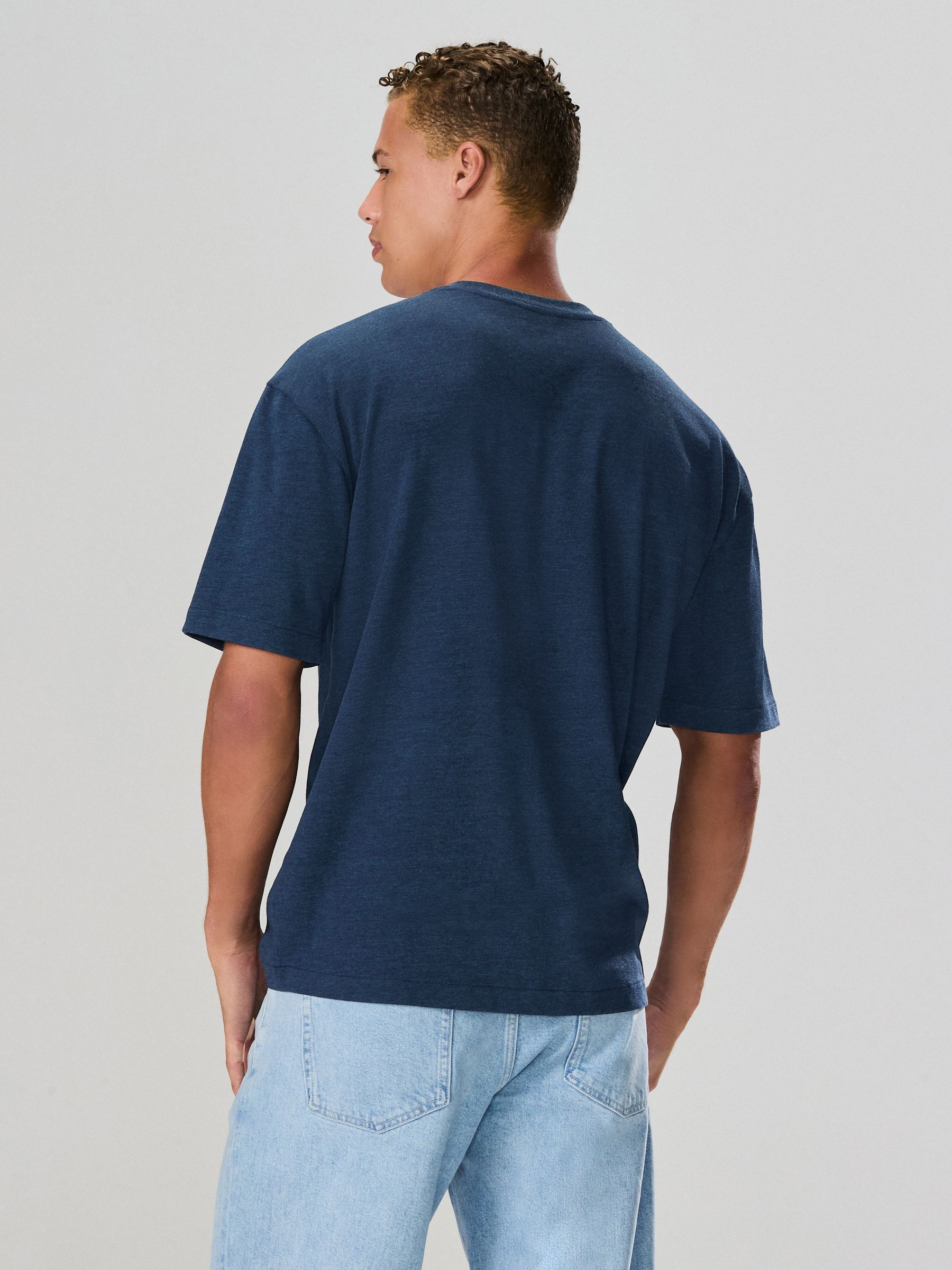 Buy Navy Blue Marl Relaxed Fit Heavyweight T-Shirt from Next USA