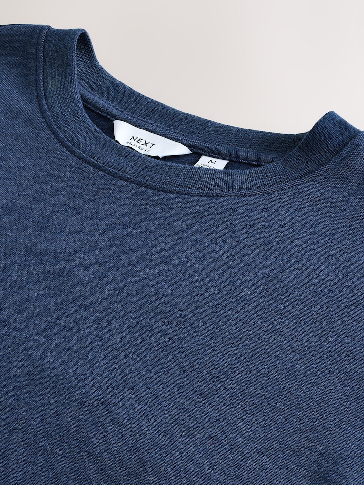 Navy Blue Marl Relaxed Fit Heavyweight T-Shirt - Image 7 of 7