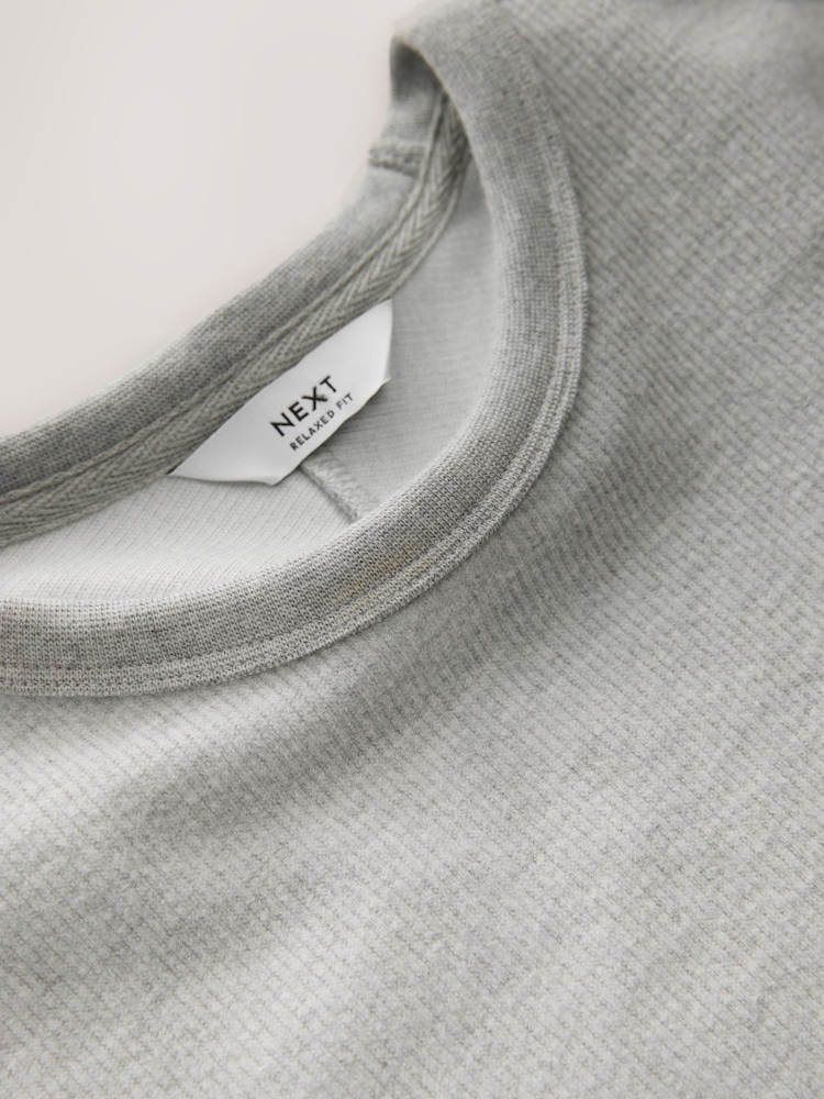 Grey Marl Long Sleeve Cosy Ribbed T-Shirt - Image 3 of 3