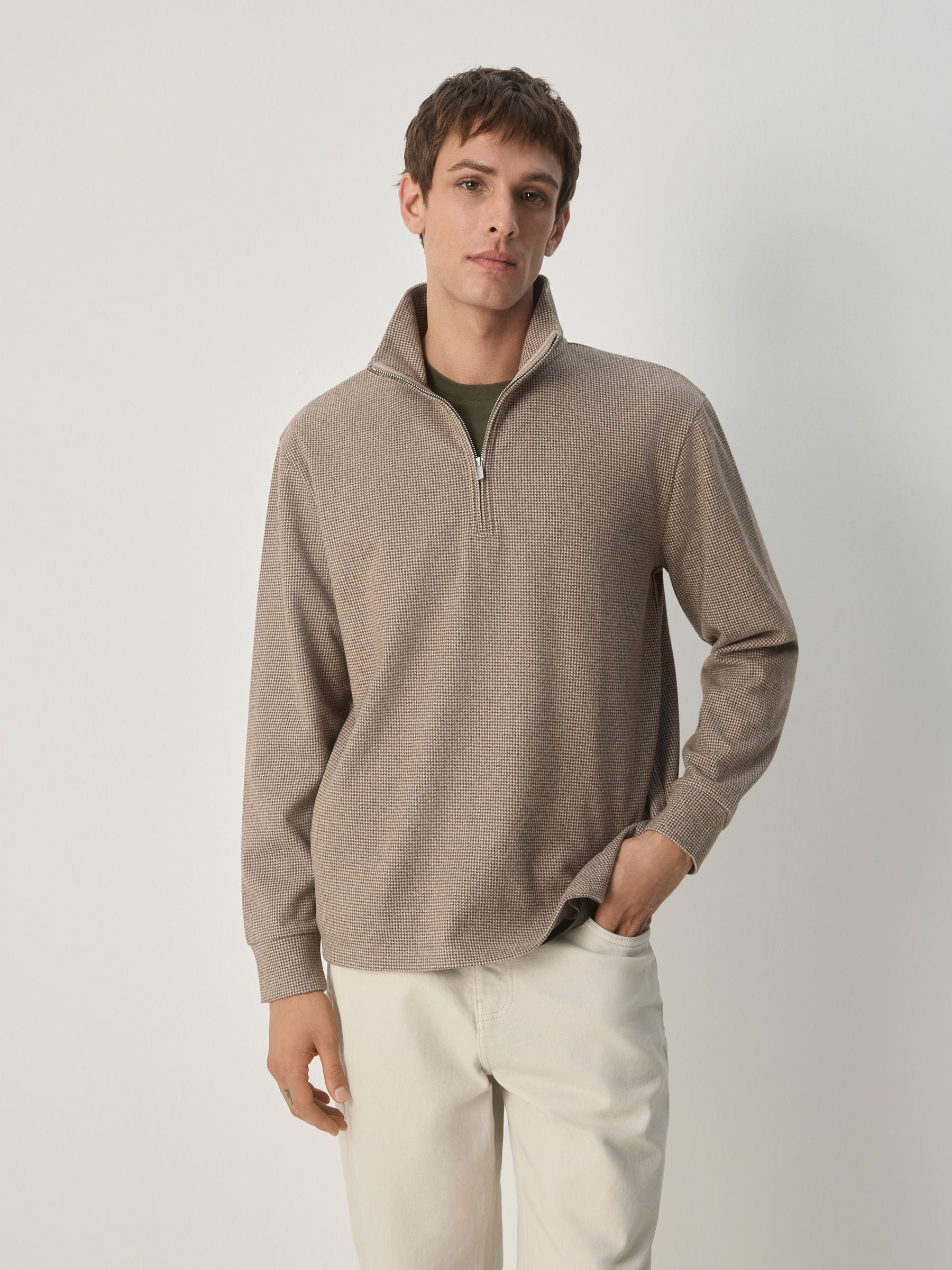 Mens Cashmere Charcoal Half Zip Jumper Buy Charcoal Grey Pin