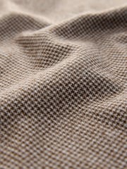 Neutral Brown Dogtooth Long Sleeve Quarter Zip Jumper - Image 8 of 8