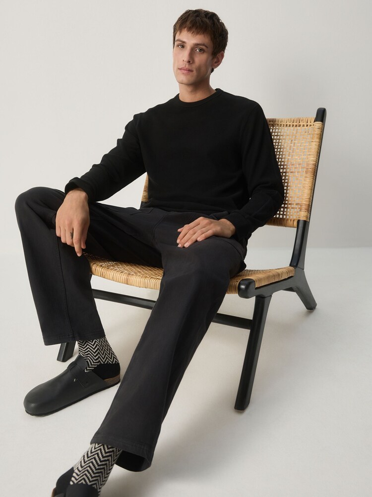 Black Long Sleeve Cosy Ribbed T-Shirt - Image 2 of 7