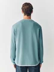 Green Sage Long Sleeve Mock Crew Neck T-Shirt - Image 2 of 7