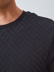 Black Slim Fit Smart Textured T-Shirt - Image 5 of 8