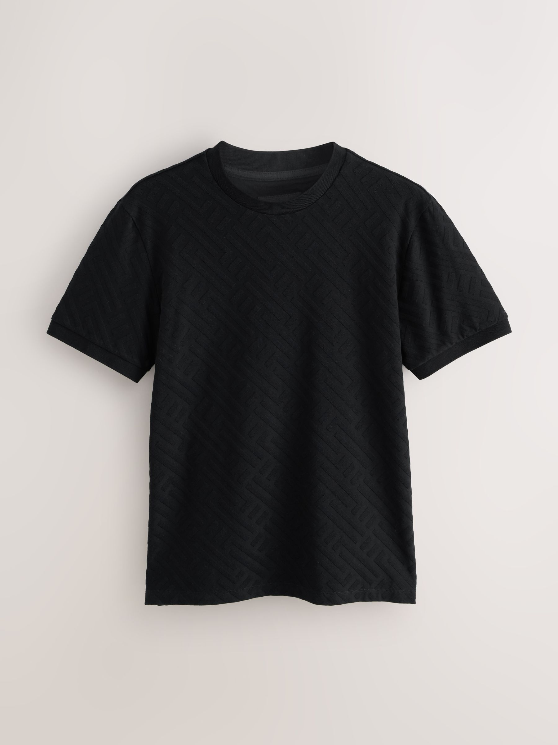 Buy Black Slim Fit Smart Textured T-Shirt from Next Romania