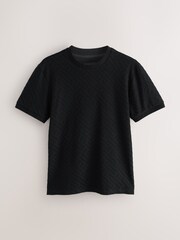 Black Slim Fit Smart Textured T-Shirt - Image 6 of 8