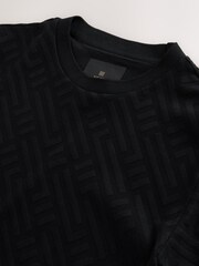 Black Slim Fit Smart Textured T-Shirt - Image 8 of 8