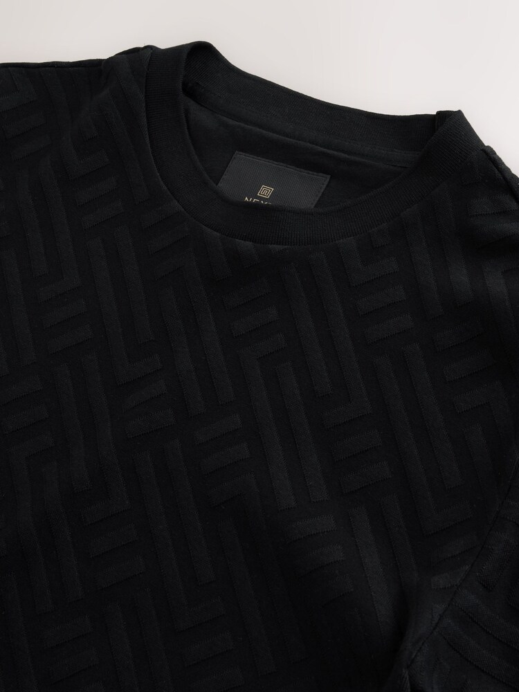 Black Slim Fit Smart Textured T-Shirt - Image 8 of 8