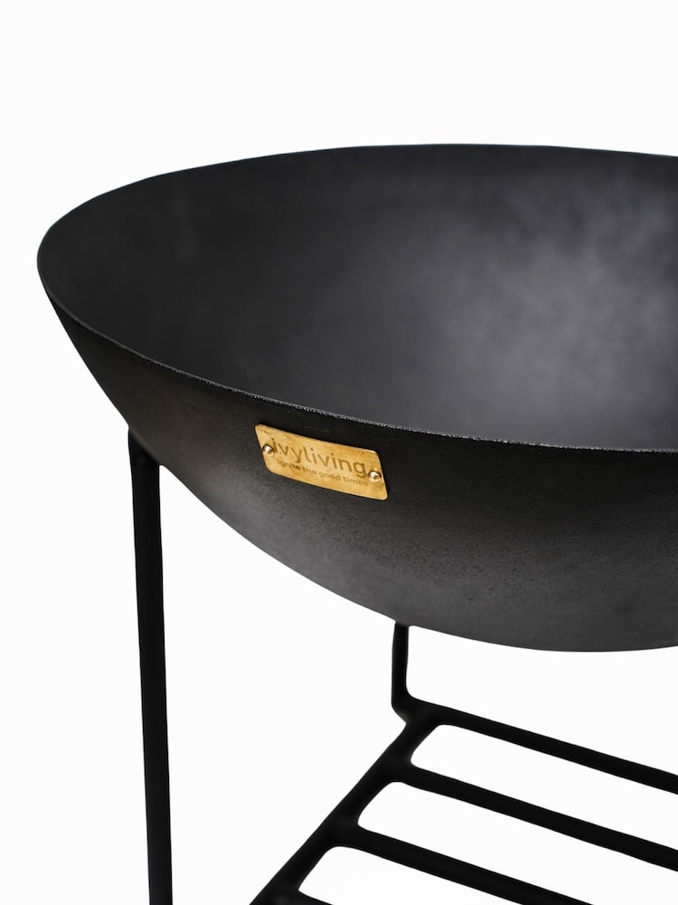 Ivyline Black XL Garden Cast Iron Fire Pit - Image 2 of 4