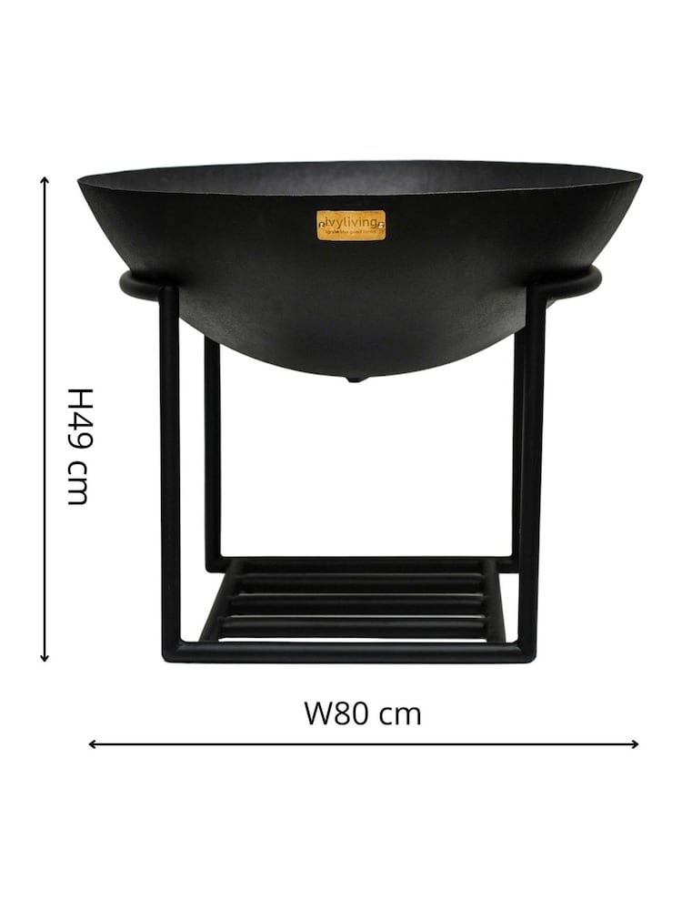 Ivyline Black XL Garden Cast Iron Fire Pit - Image 4 of 4