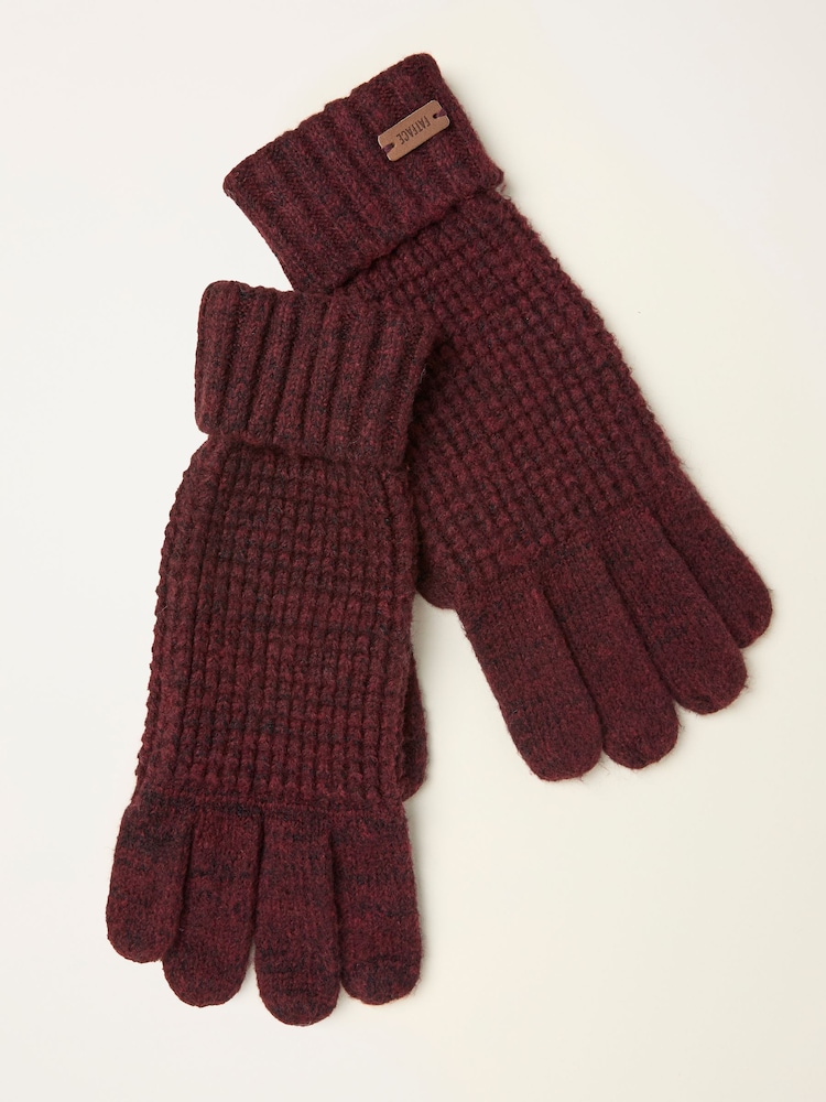 FatFace Burgundy Red Waffle Gloves - Image 1 of 2 FatFace Burgundy Red Waffle Gloves - Image 1 of 2