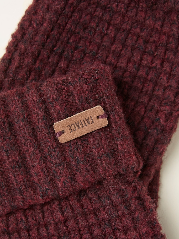 FatFace Burgundy Red Waffle Gloves - Image 2 of 2