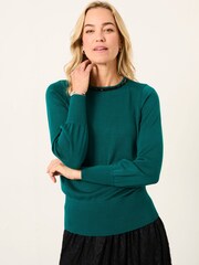 Modrozelena modra - FatFace Embellished Knitted Top - Slika 1 iz 7