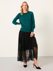 Modrozelena modra - FatFace Embellished Knitted Top - Slika 3 iz 7