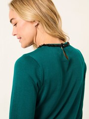 Modrozelena modra - FatFace Embellished Knitted Top - Slika 5 iz 7