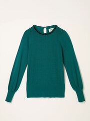 Modrozelena modra - FatFace Embellished Knitted Top - Slika 7 iz 7