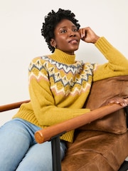 FatFace Nell Yellow Fairisle Knitted Jumper - Image 1 of 6