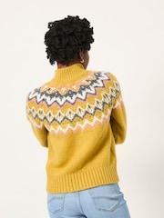 FatFace Nell Yellow Fairisle Knitted Jumper - Image 2 of 6
