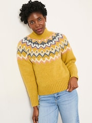FatFace Nell Yellow Fairisle Knitted Jumper - Image 5 of 6
