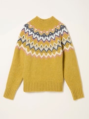 FatFace Nell Yellow Fairisle Knitted Jumper - Image 6 of 6