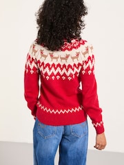 FatFace Red Dog Fairisle Knitted Crew Neck Jumper - Image 2 of 5