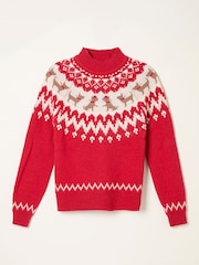 FatFace Red Dog Fairisle Knitted Crew Neck Jumper - Image 5 of 5