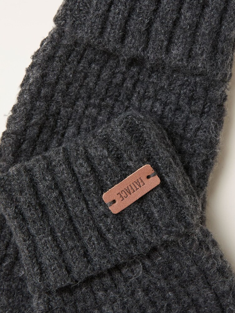 FatFace Charcoal Grey Waffle Gloves - Image 2 of 2 FatFace Charcoal Grey Waffle Gloves - Image 2 of 2