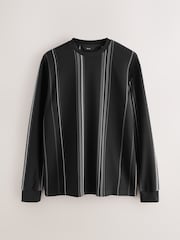 Negro - Long Sleeve Vertical Stripe T-Shirt - Imagen 1 de 3