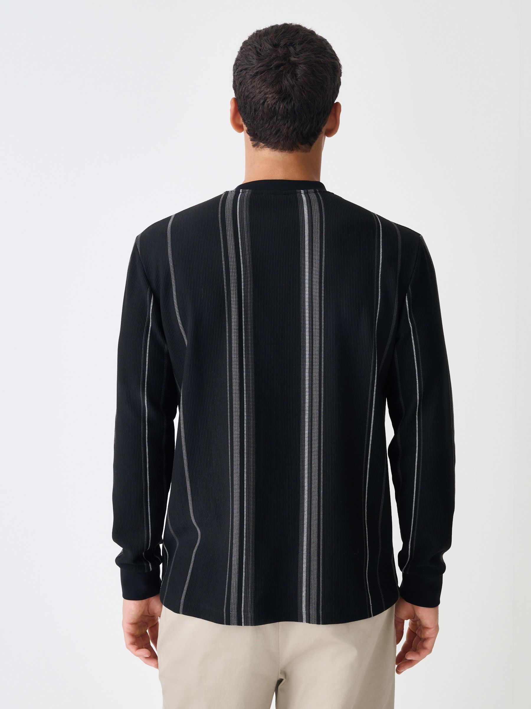 Buy Black Long Sleeve Vertical Stripe T-Shirt from Next Romania