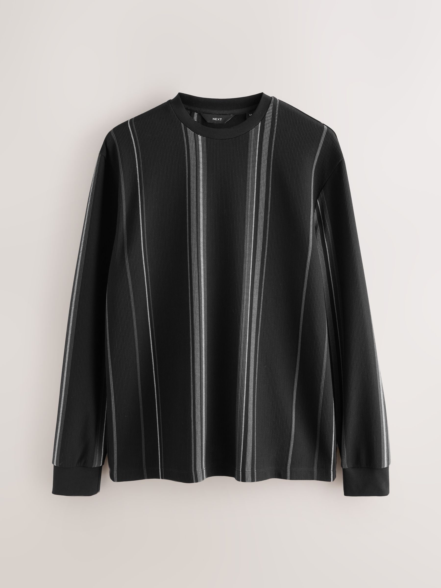Buy Black Long Sleeve Vertical Stripe T-Shirt from Next Romania