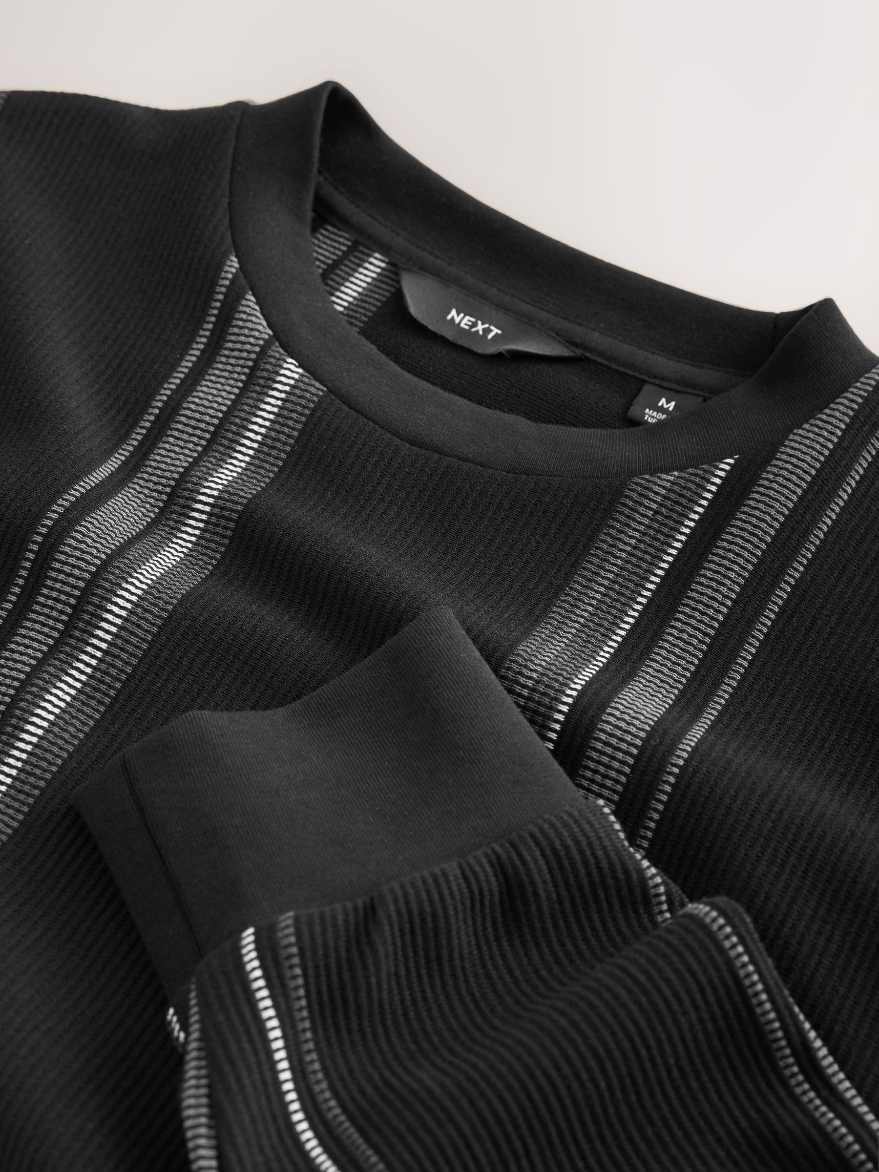 Buy Black Long Sleeve Vertical Stripe T-Shirt from Next Romania