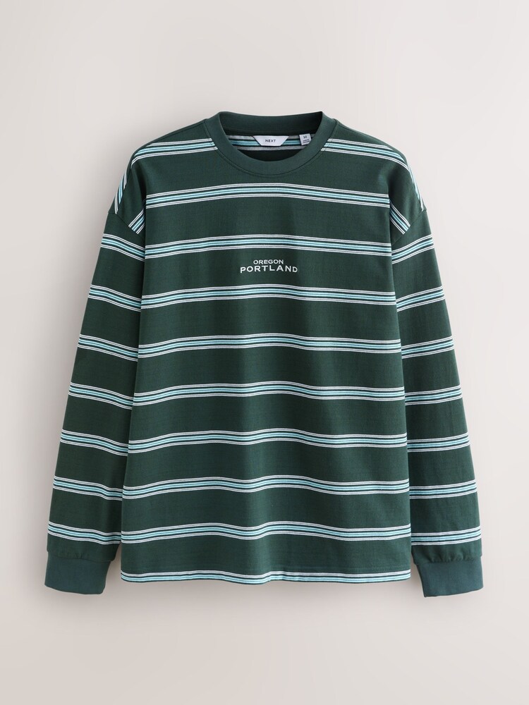 Blue/Green Long Sleeve Stripe T-Shirt - Image 1 of 3