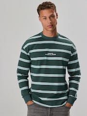 Blue/Green Long Sleeve Stripe T-Shirt - Image 4 of 8
