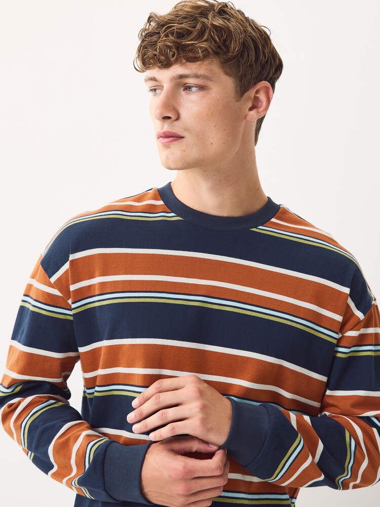 Orange/Blue Long Sleeve Stripe T-Shirt - Image 4 of 4