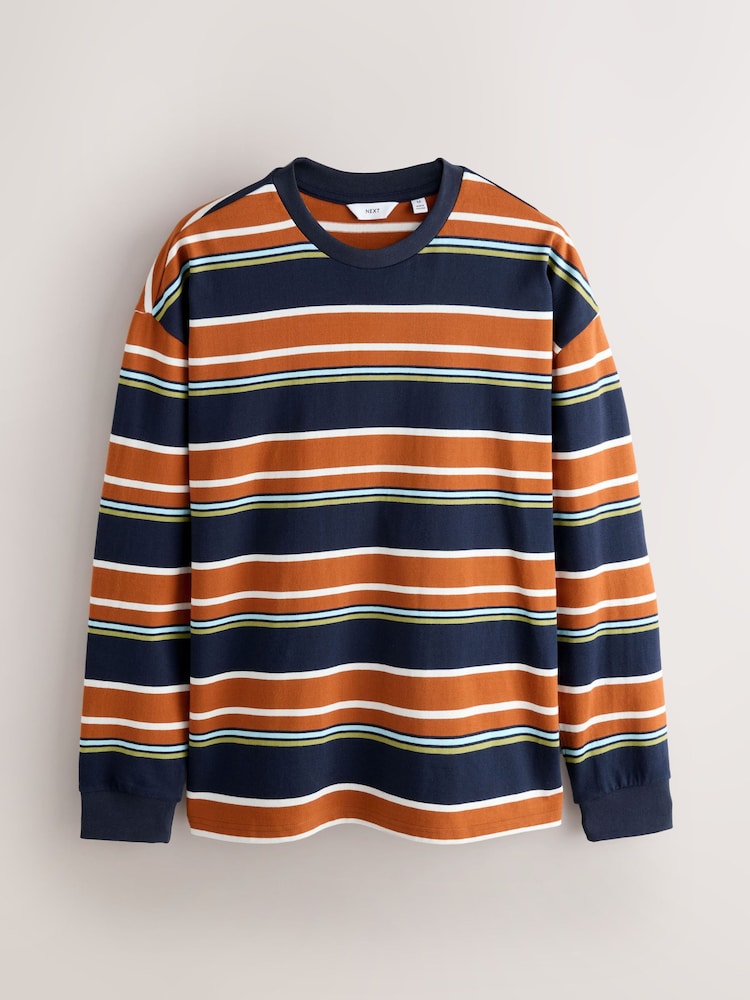 Buy Orange/Blue Long Sleeve Stripe T-Shirt from Next USA