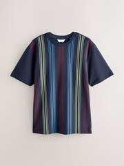 Navy Blue Vertical Stripe Pique T-Shirt - Image 6 of 8