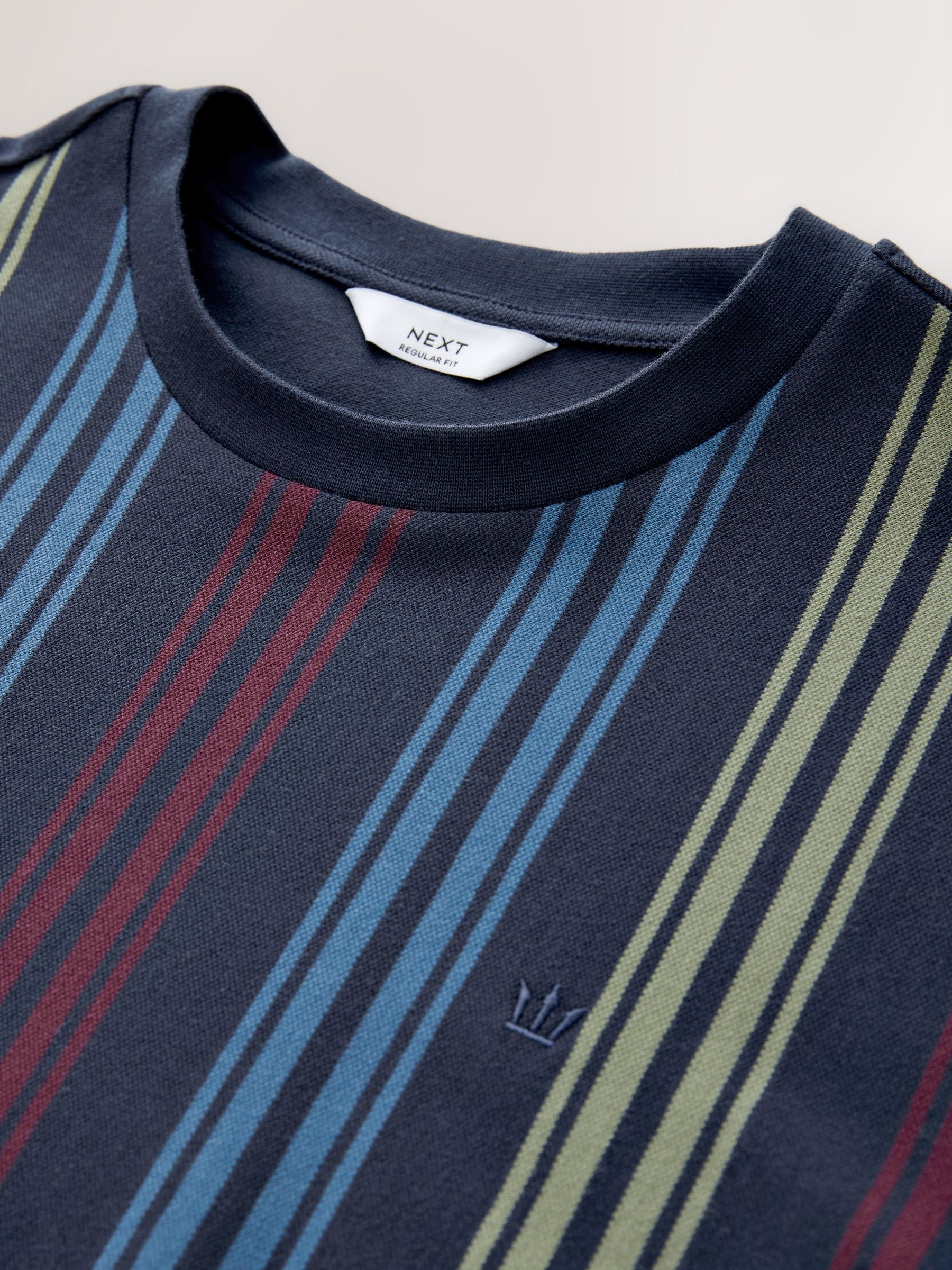 Buy Navy Blue Vertical Stripe Pique T-Shirt from Next USA