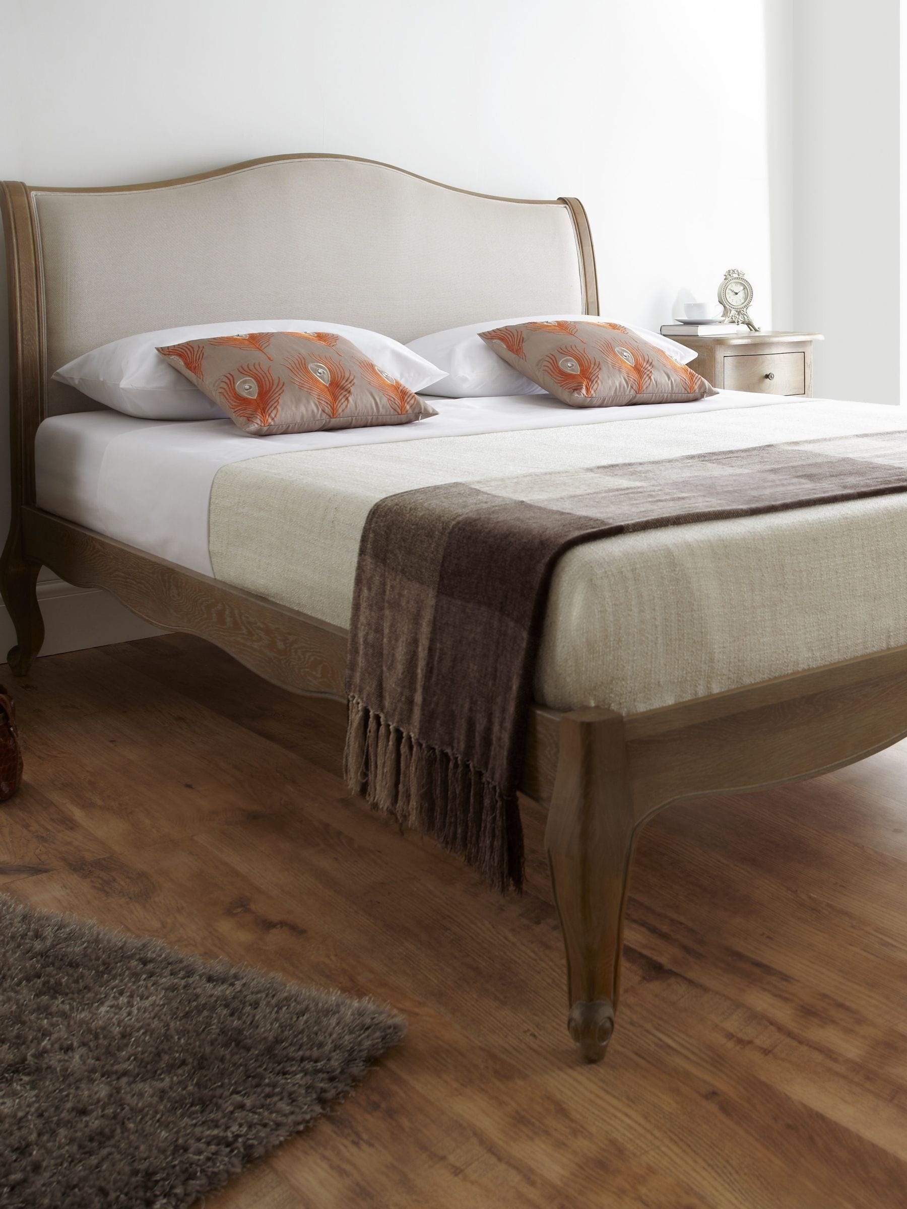 Ho Nai King Size French Style Oak Bed Frame With Low Foot End - Image 3